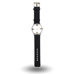 Meteorite watch NWA 14093 - Black leather strap & white dial