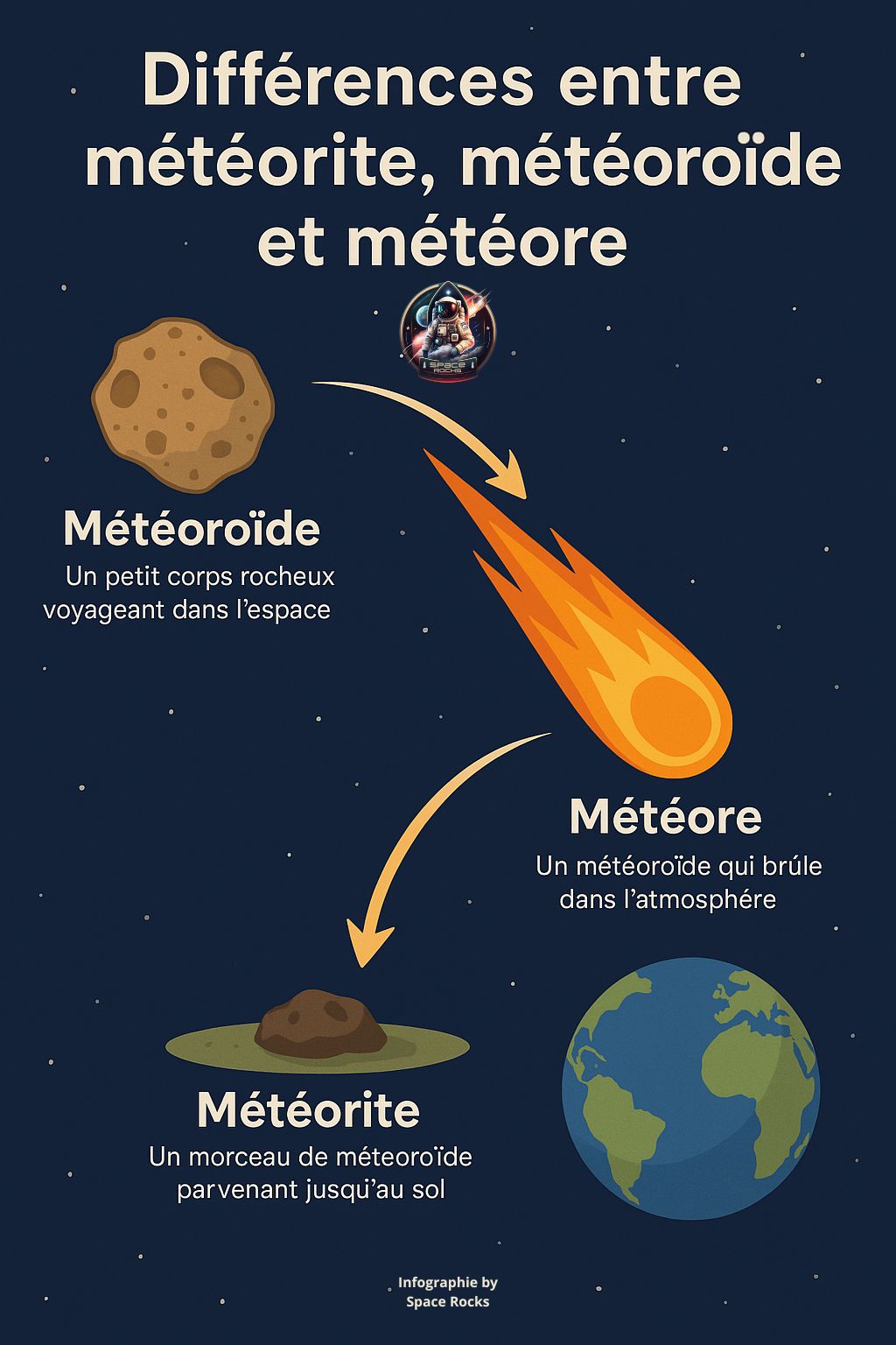 Infography difference meteorite meteoroid