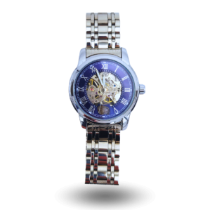meteorite campo del cielo skeleton blue frame men's watch