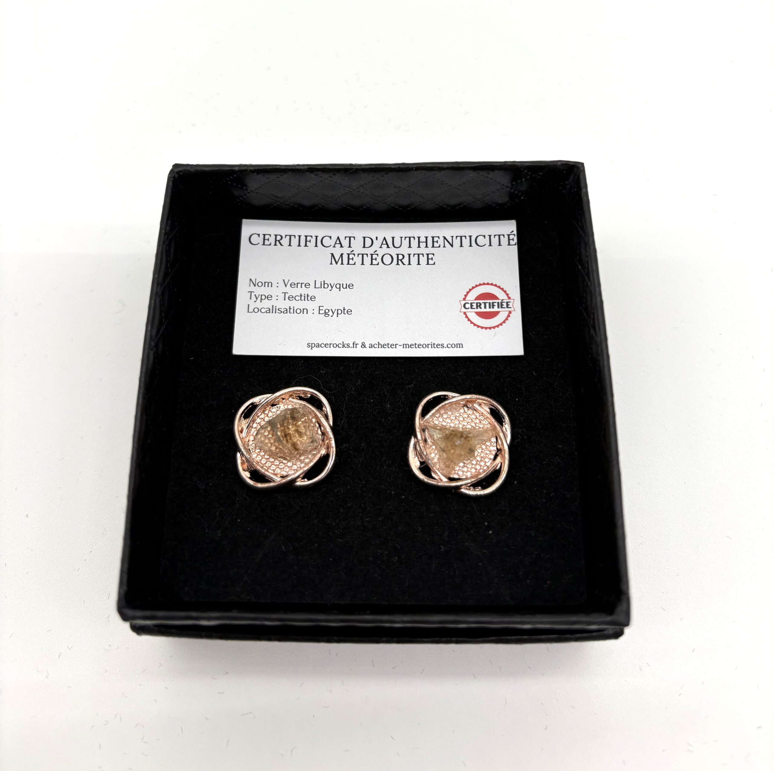 earrings impactite lybic glass