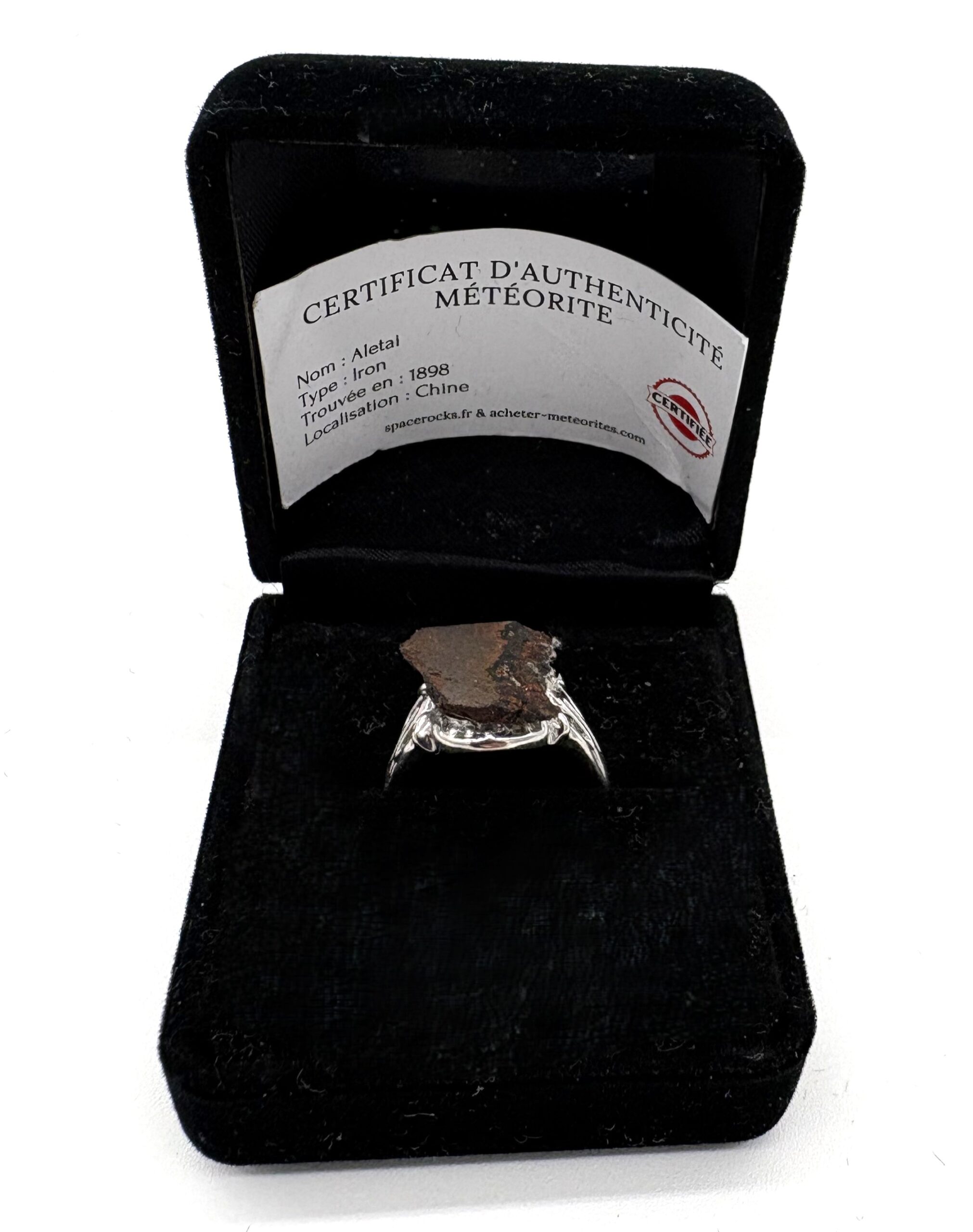 Modern silver signet ring - Aletai meteorite