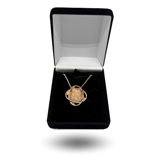 Rose gold colored glass necklace - elegant and cosmic pendant