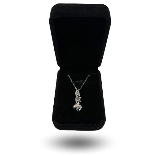 Gothic silver pendant - vertical composition with moldavite and Aletai