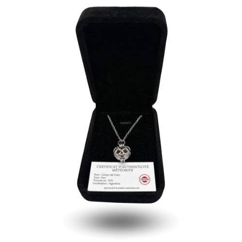 silver necklace meteorite heart campo del cielo