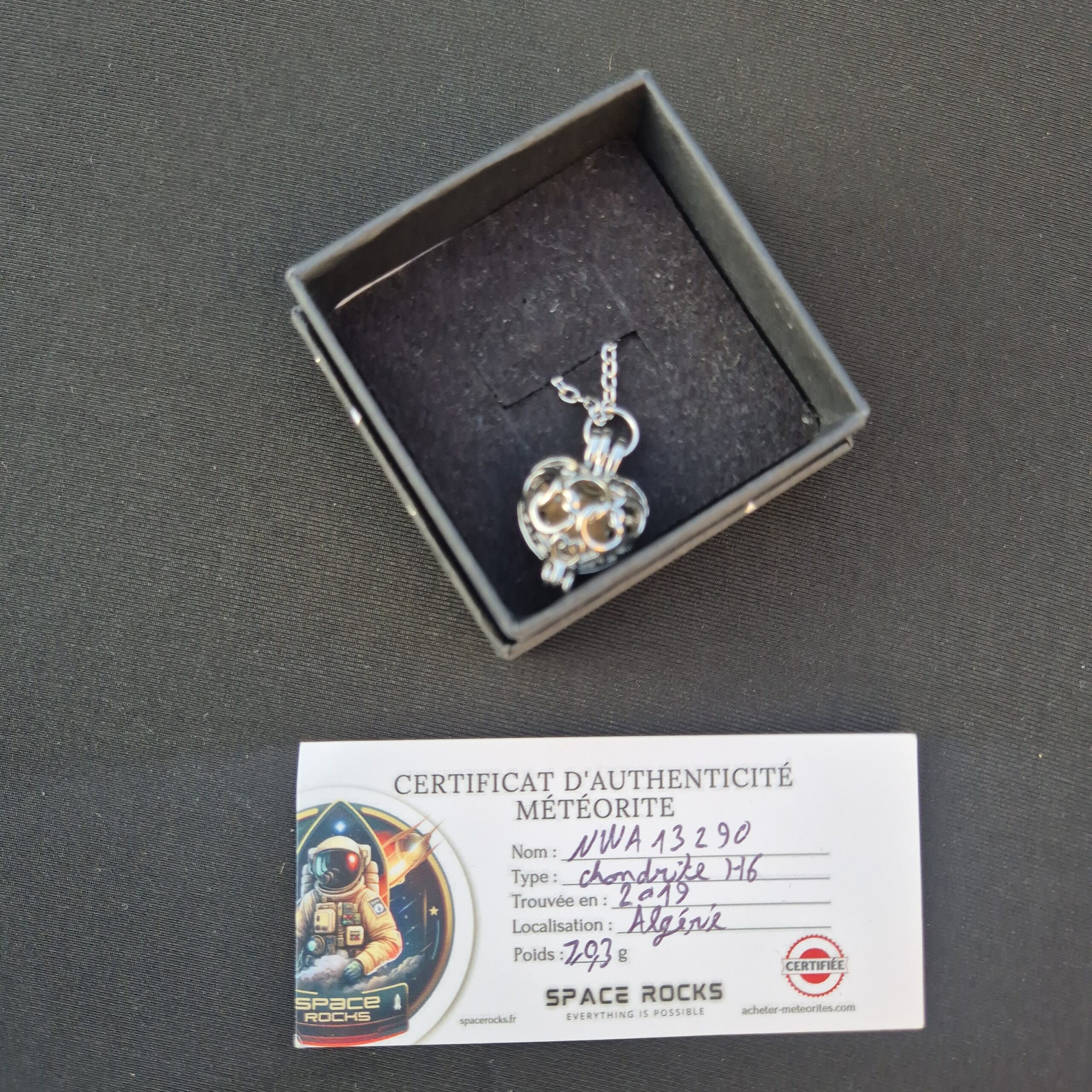 silver meteorite necklace