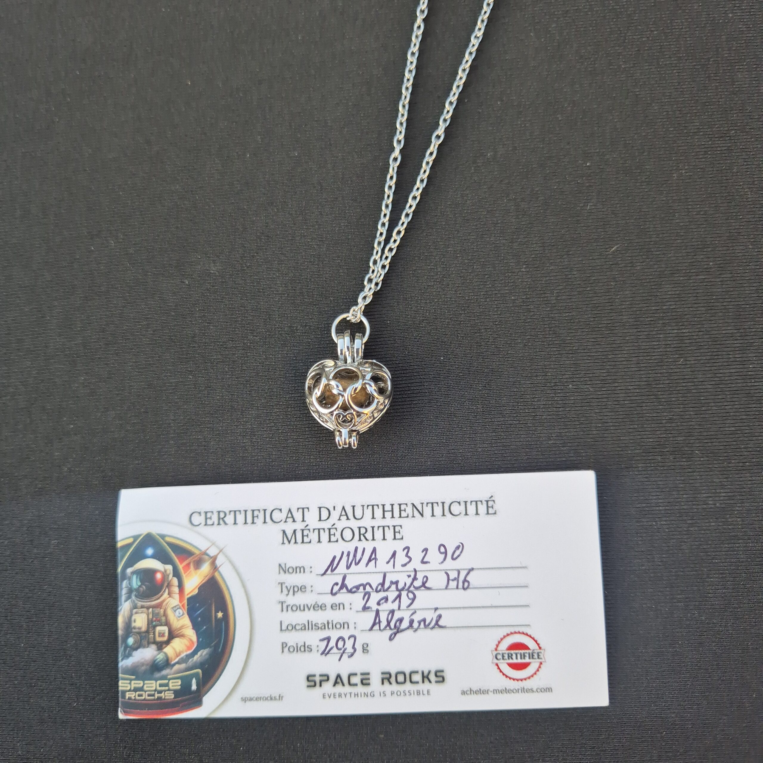 silver meteorite necklace