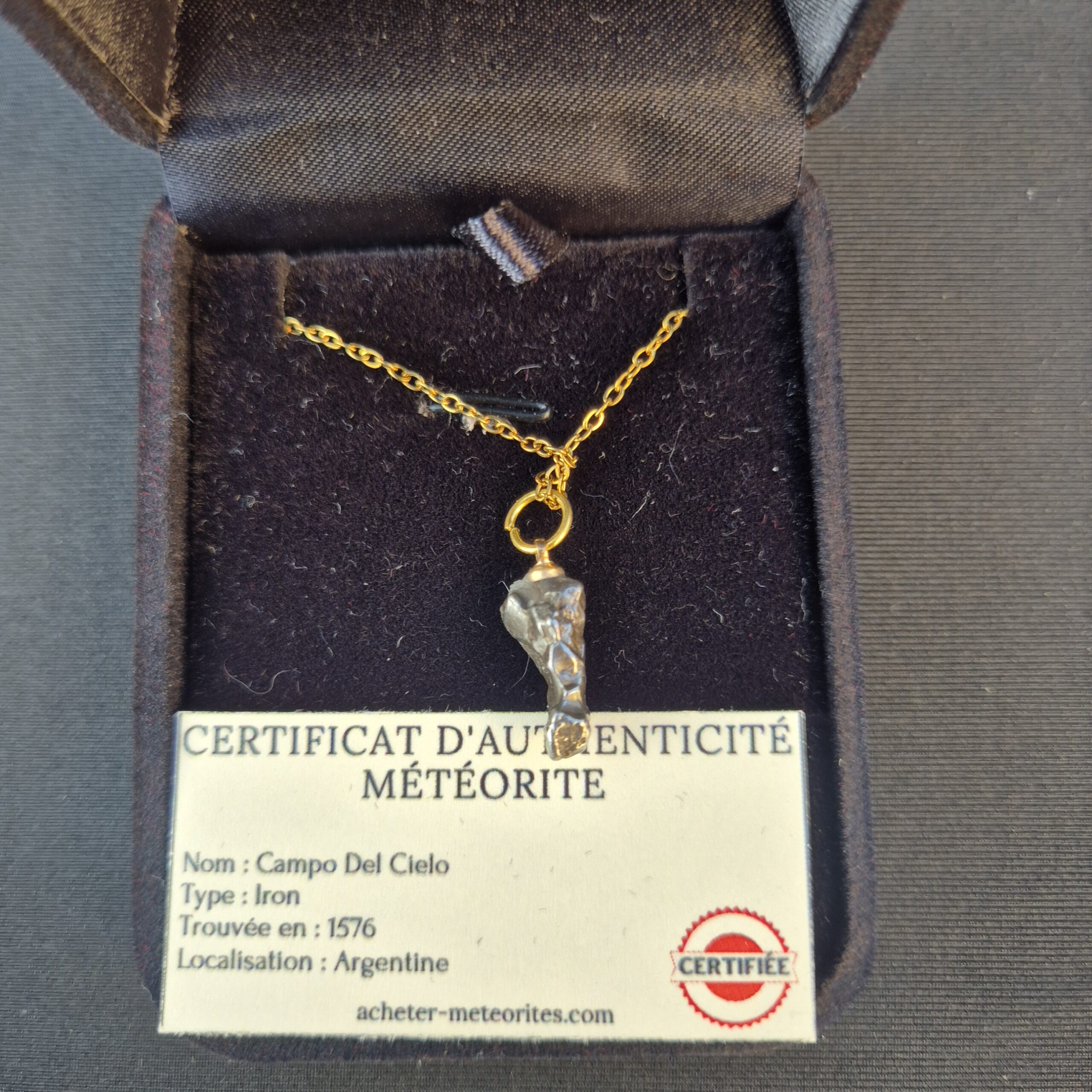 Natural Campo del Cielo golden gemstone pendant