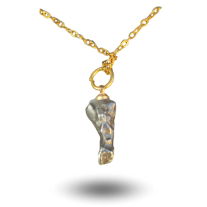 pendant raw stone jewel campo del cielo gold chain