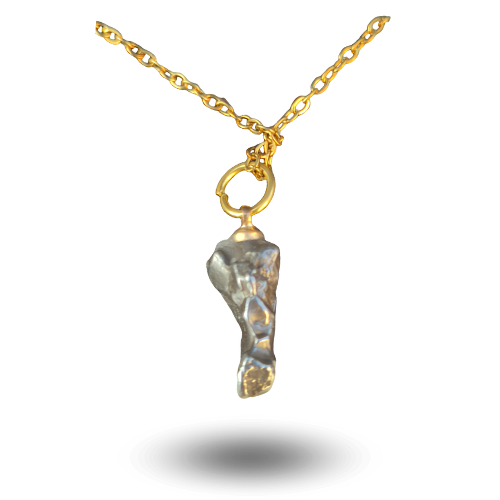 pendant raw stone jewel campo del cielo gold chain