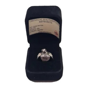 Bague double anneau argentée – Campo del Cielo sertie griffes