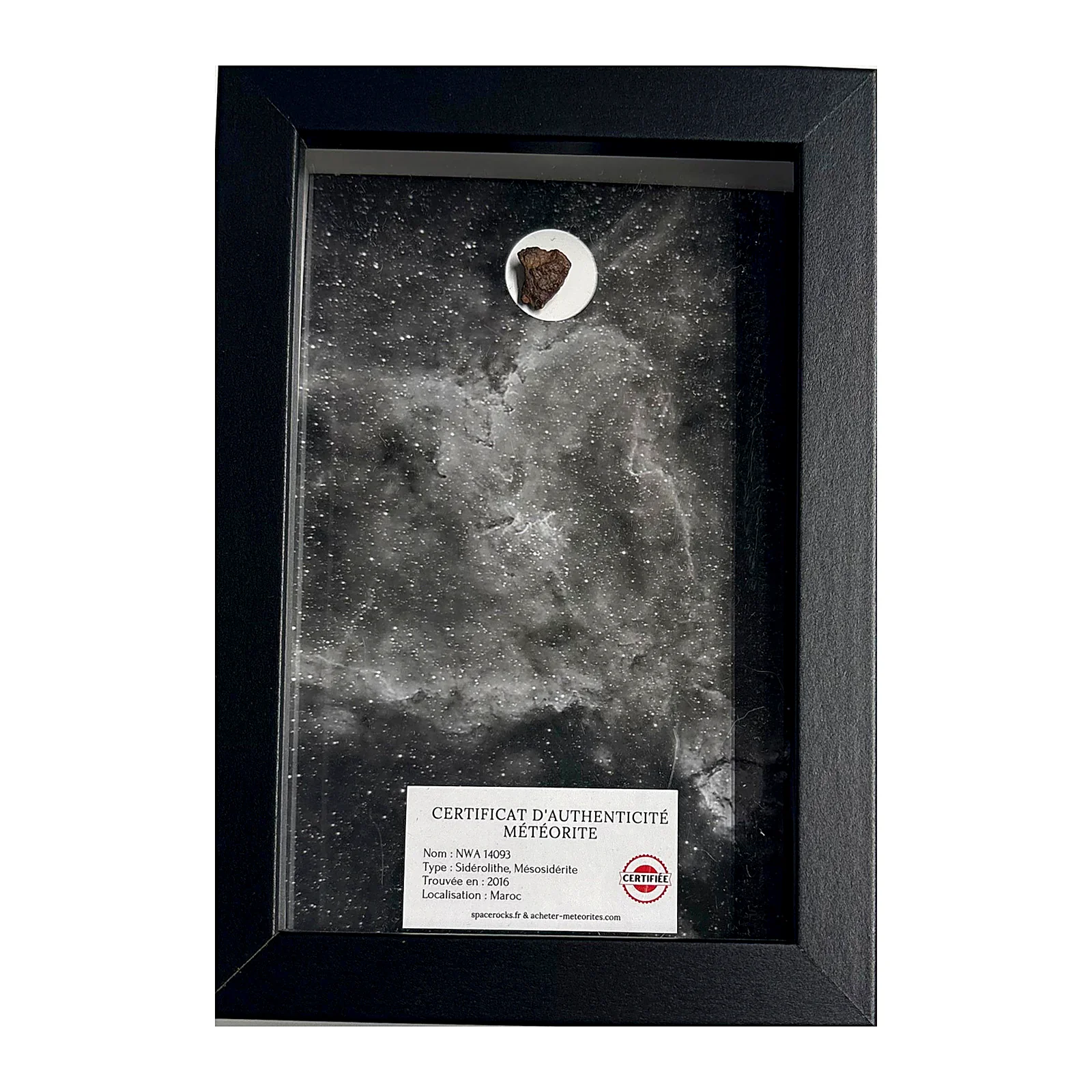 Cadre noir profondeur NWA 14093 & nébuleuse du Cœur – noir et blanc 15×20 cm – photo réelle du cadre