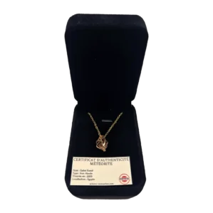 Collier cage torsadée or rose – météorite Gebel Kamil