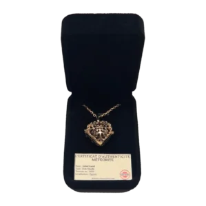 Collier cœur ajouré doré – météorite Gebel Kamil