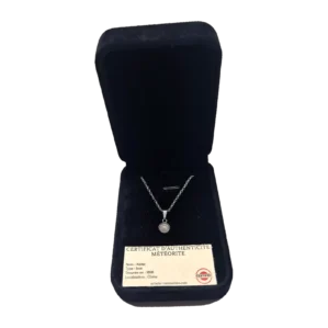 Collier médaillon rond argenté – météorite Aletai