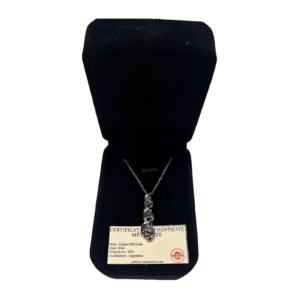 Collier trois fragments de météorite Campo del Cielo – spirale argentée
