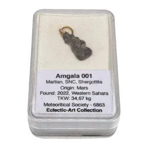 Pendentif météorite martienne Amgala 001 brute – boîte de collection