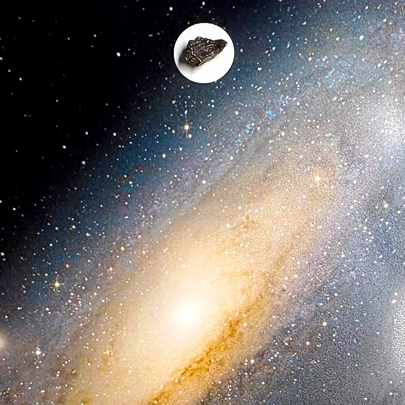 Tableau astronomie grand format – galaxie d'Andromède et Campo del Cielo – photo réelle du cadre
