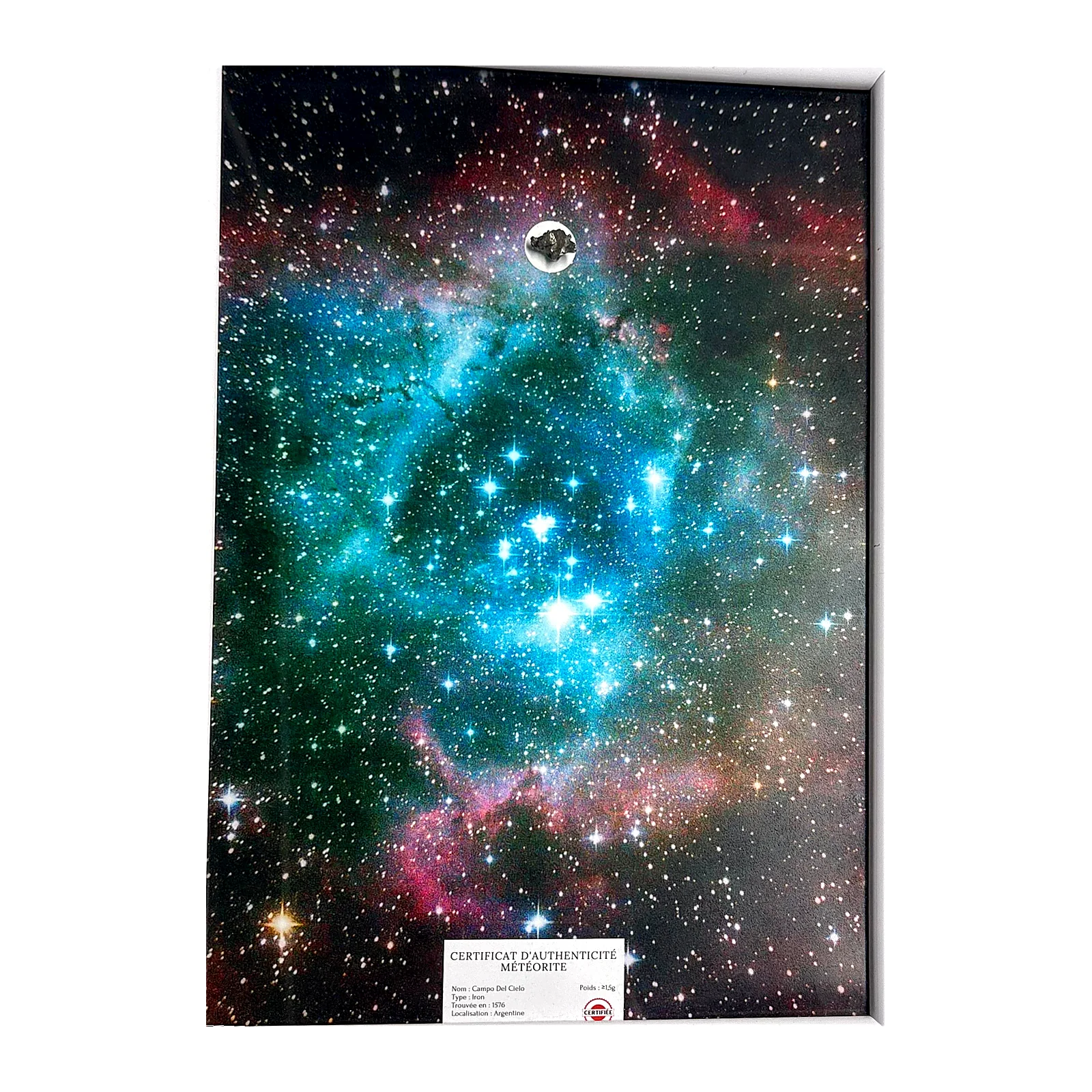 Tableau ciel étoilé – nébuleuse de la Rosette, météorite Campo del Cielo