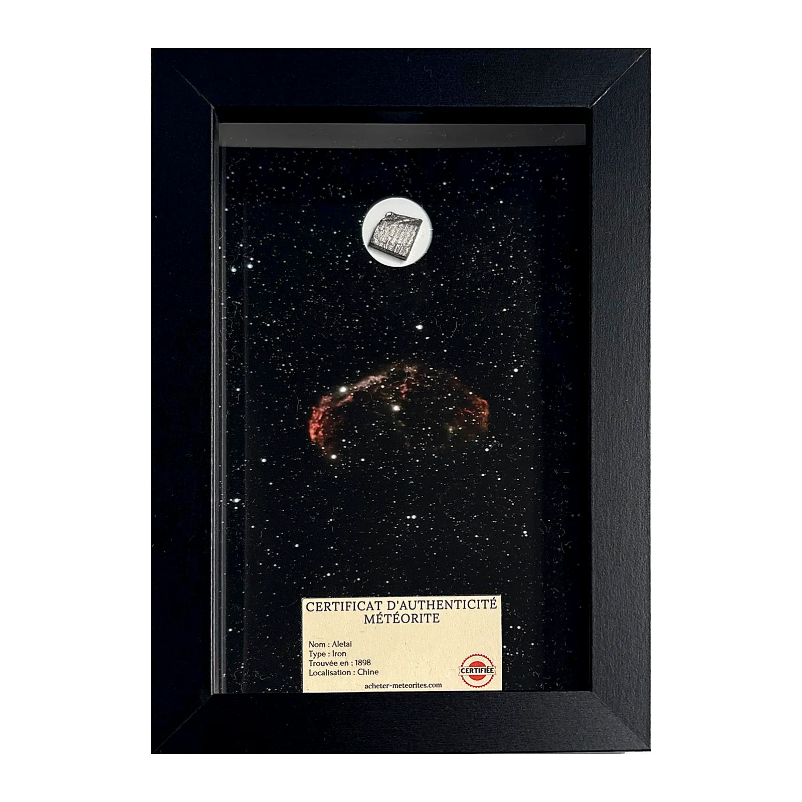 Tableau IC 443 – nébuleuse de la Méduse, météorite Aletai – vue de face sur fond blanc