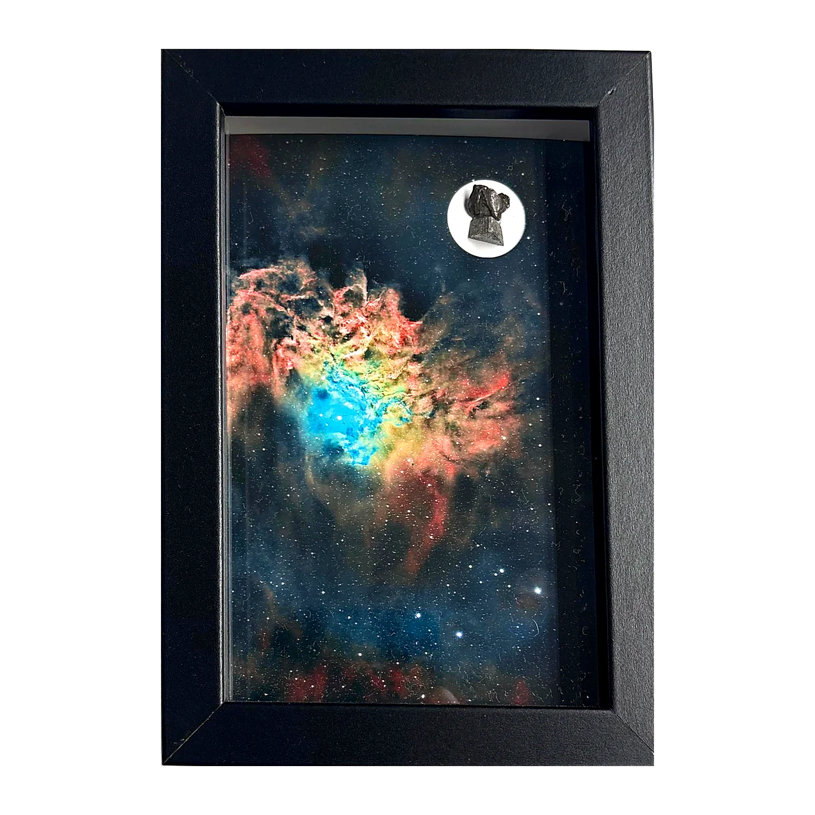 Tableau nébuleuse colorée – IC 405, météorites Aletai et Campo del Cielo