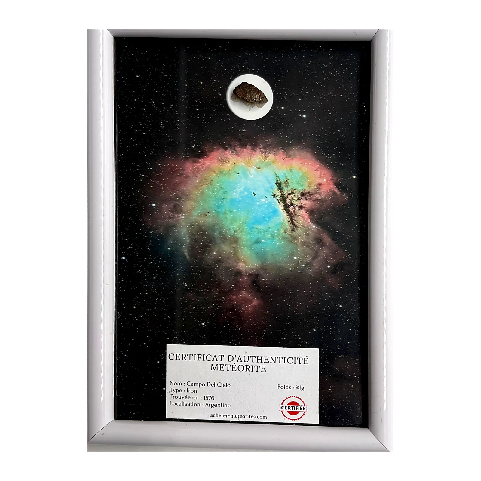 Tableau NGC 281 – nébuleuse Pacman, météorite Campo del Cielo